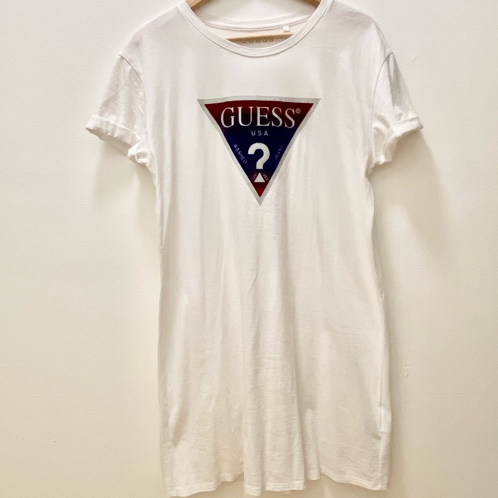 White red/purple velvet Guess T-shirt dress - M